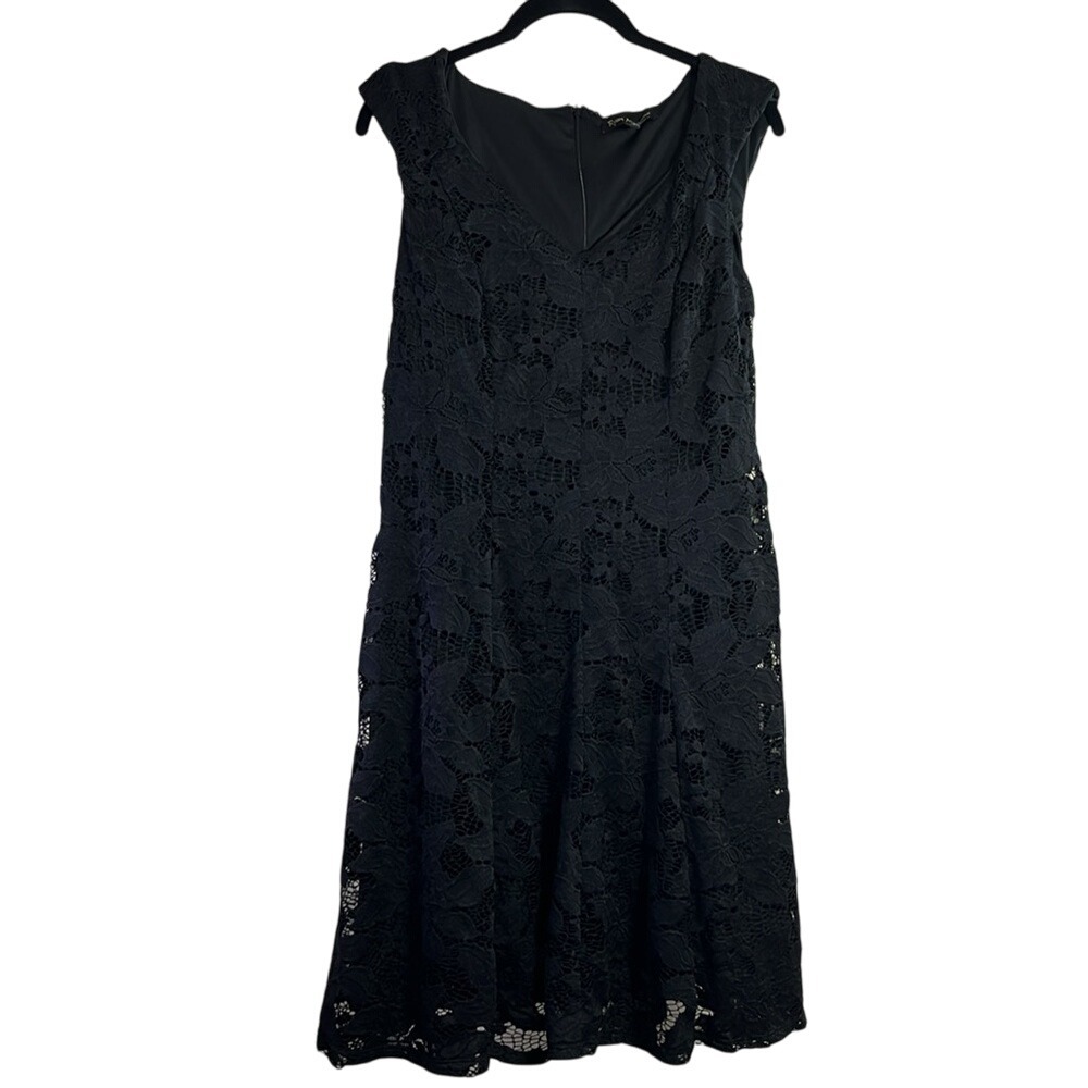 Ryan‎ Michelle Black Lace Dress Sleeveless V Neck Cocktail Party Elegant
